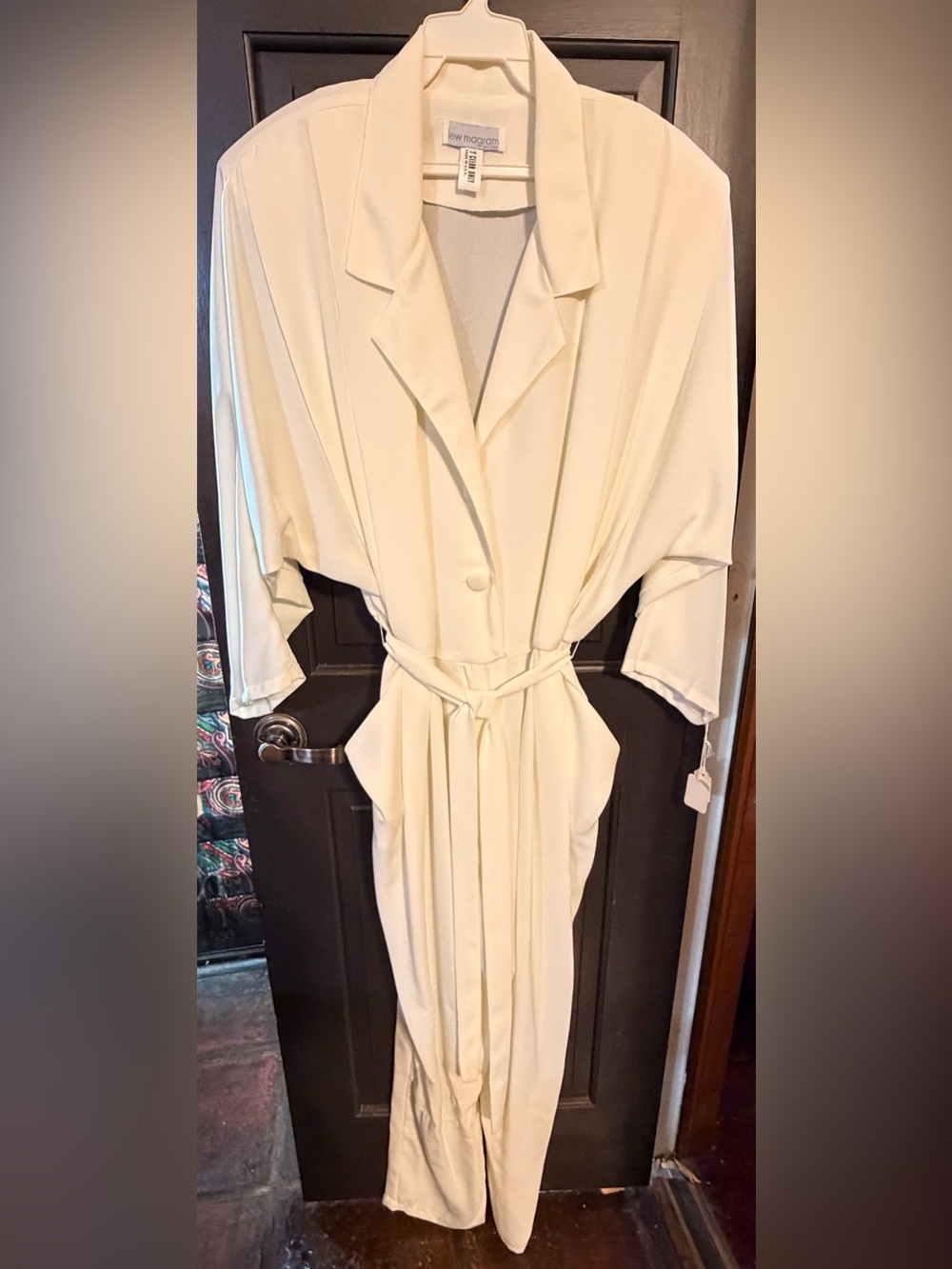 NWT Vintage Lew Magram 80s 90s Cream Dolman Sleeve Belted Jumpsuit 12